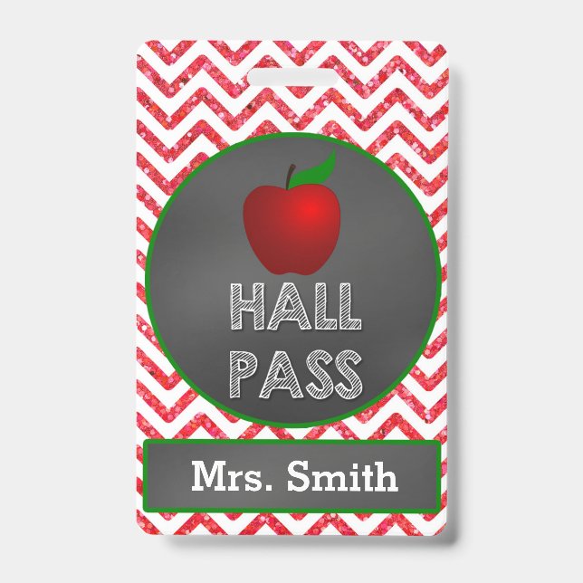 Apple-Lehrer-Hall-Durchlauf für Klassenzimmer Ausweis (Vorderseite)