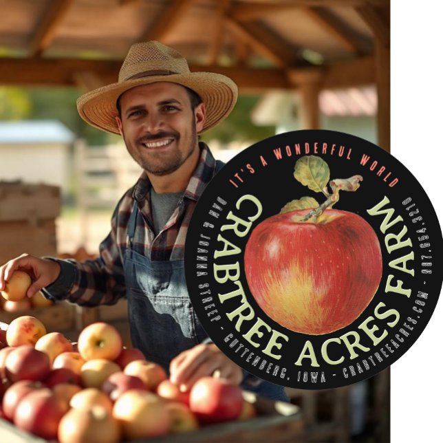 APPLE LOGO Farm Orchard Business Cier Label Runder Aufkleber (Von Creator hochgeladen)