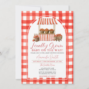Apple Market Baby Shower Gingham Einladung