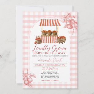 Apple Market Baby Shower Gingham Einladung