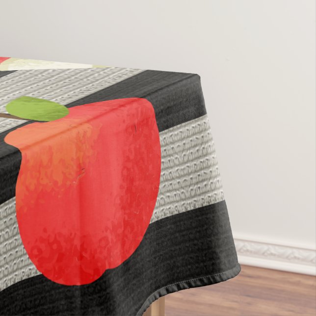 Apple Moderne schwarze und weiße Streifen Tischdecke (Beispiel)