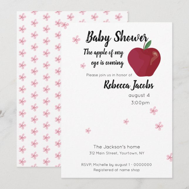 Apple my eye Baby Shower Einladung (Vorne/Hinten)
