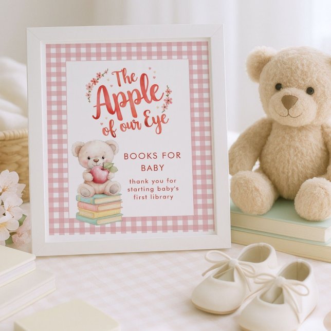 Apple of Eye Books for Baby Gingham Baby Shower Poster (Von Creator hochgeladen)