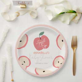 Apple of my Eye Pink Girl Baby Shower Pappteller