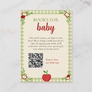 Apple of Our Eye Baby Shower Bücherwunsch QR-Code Begleitkarte
