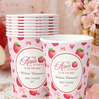 Apple Of Our Eye Pink Red Coquette Baby Shower Pappbecher