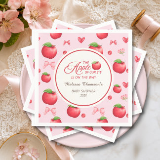 Apple Of Our Eye Pink Red Coquette Baby Shower Serviette