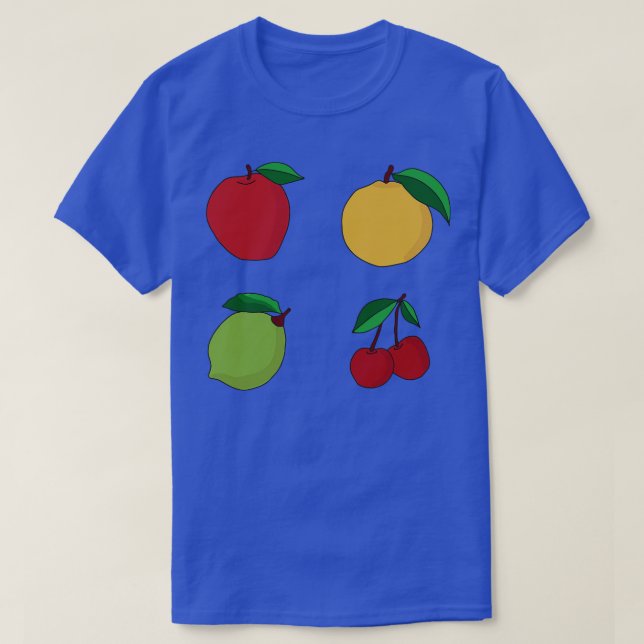Apple Orange Lemon und Cherry Frucht T-Shirt (Design vorne)