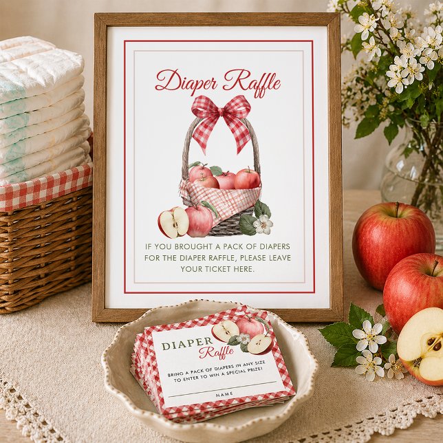 Apple Orchard Baby Dusche Windel Raffle Schild (Diaper Raffle Sign)