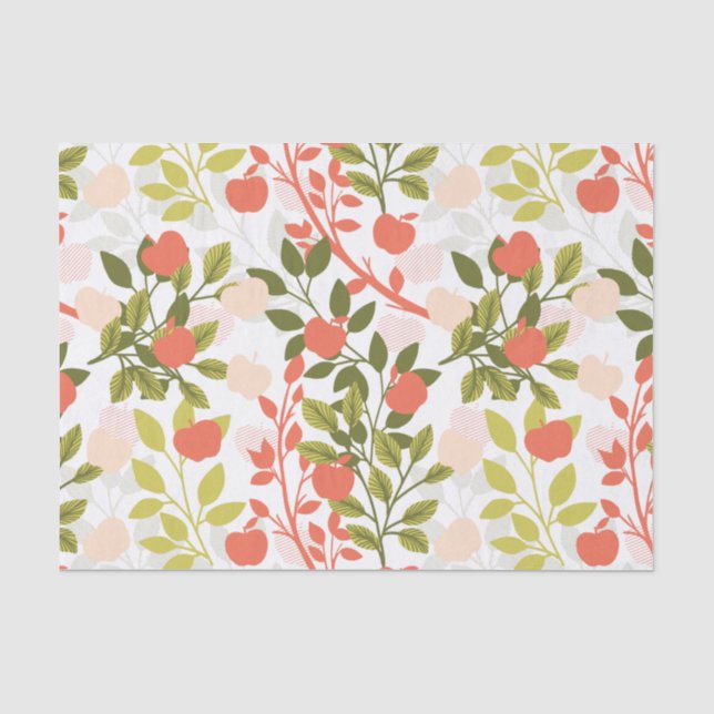 Apple Orchard Blumengartenmuster Seidenpapier (Vorderseite)