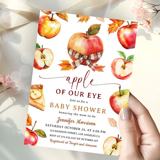 Apple Our Eye Baby Shower Fall Gingham Einladung (Von Creator hochgeladen)