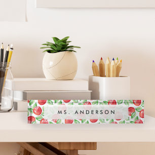 Apple Pattern Personalisiert Teacher Namensplakette