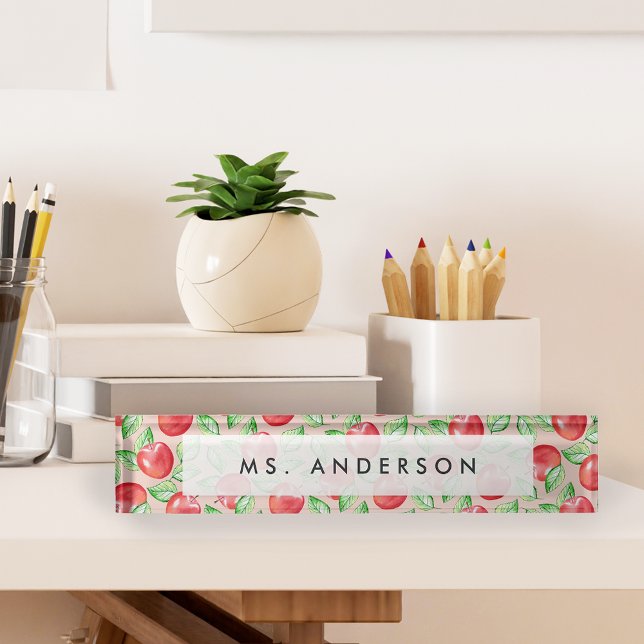 Apple Pattern Personalized Teacher Namensplakette (Von Creator hochgeladen)