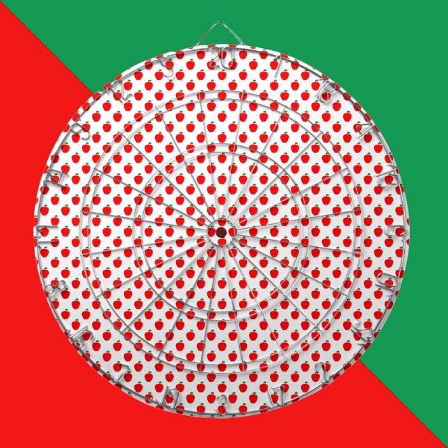 Apple Pattern Red Fruit Dartscheibe (A dartboard with a pattern of red apples.)