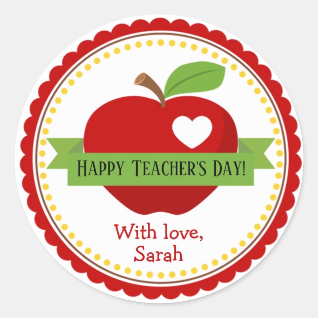 Apple Personalisiert Teacher Gefallen Geschenk Runder Aufkleber (Vorderseite)