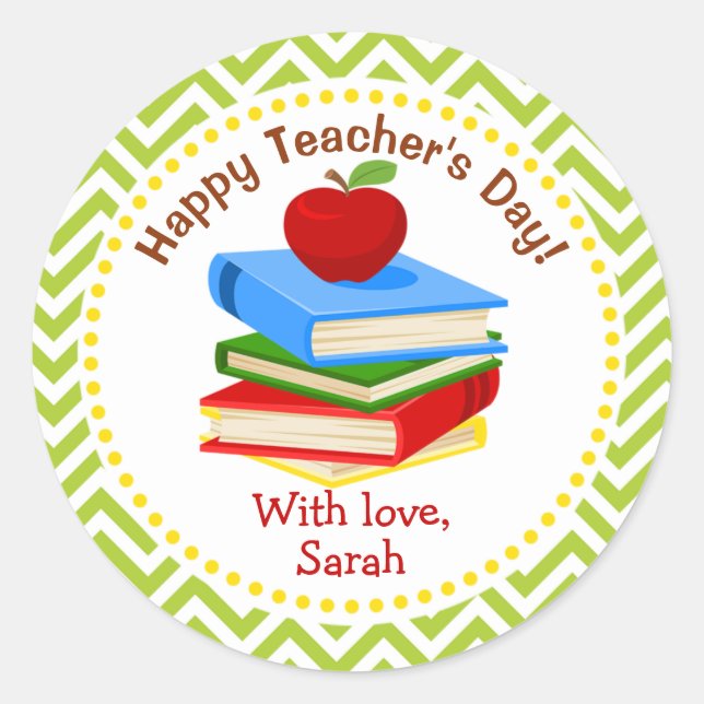 Apple Personalisiert Teacher Geschenke Runder Aufkleber (Vorderseite)