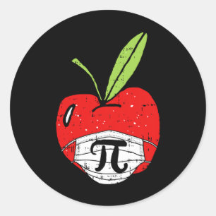Apple Pi-day Niedliche Gesichtsmaske Lehrer Studen Runder Aufkleber