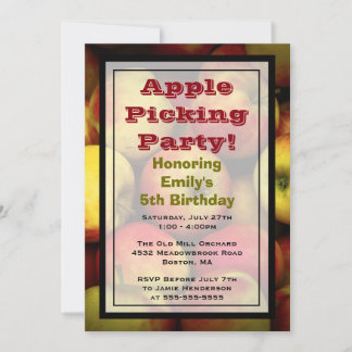 Apple Picking Birthday Party Einladung