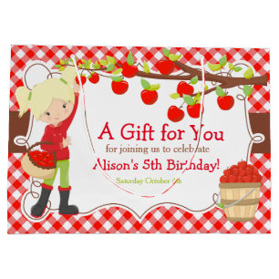 Apple Picking Blonde Girl Birthday Party Große Geschenktüte