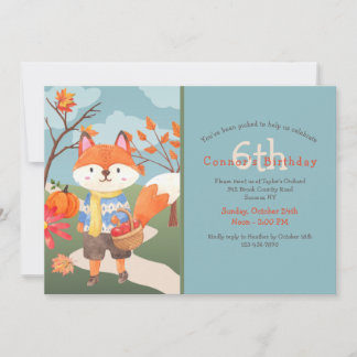 Apple Picking Fox Geburtstag Einladung