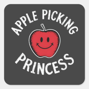 Apple Picking Princess Apple Fruit Day Fall Quadratischer Aufkleber