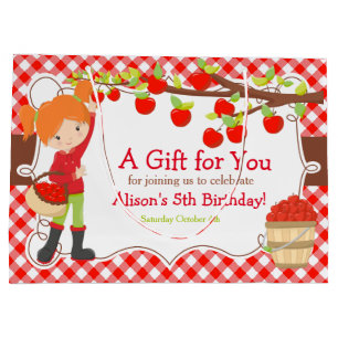 Apple Picking Red Hair Girl Birthday Party Große Geschenktüte