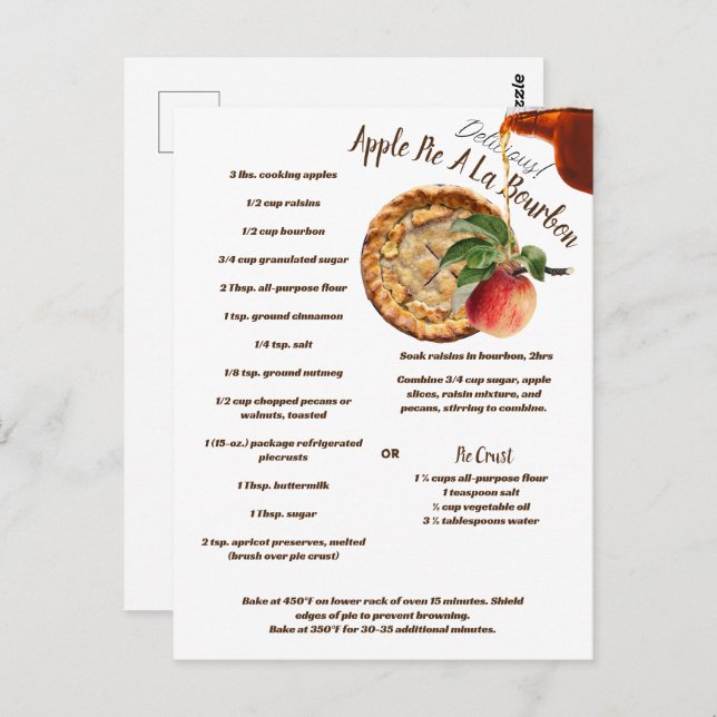 Apple Pie A La Bourbon Rezept Postkarte (Vorne/Hinten)