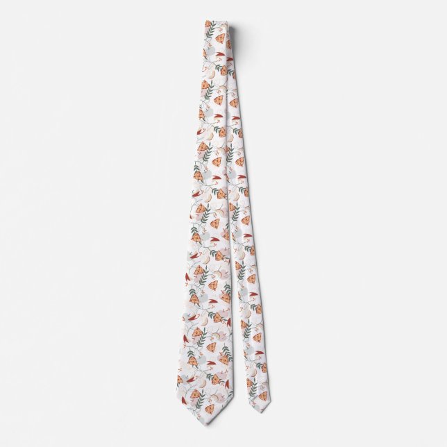Apple Pie Floral Muster Weiß Krawatte (Vorderseite)
