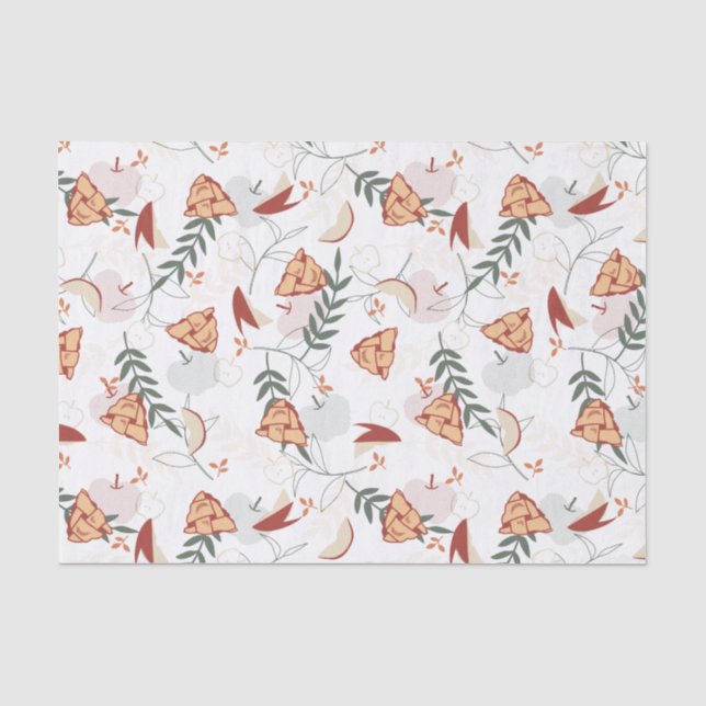 Apple Pie Floral Muster Weiß Seidenpapier (Vorderseite)