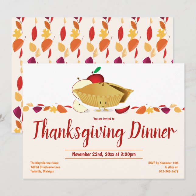 Apple Pie Food Erntedank Dinner Einladung (Vorne/Hinten)