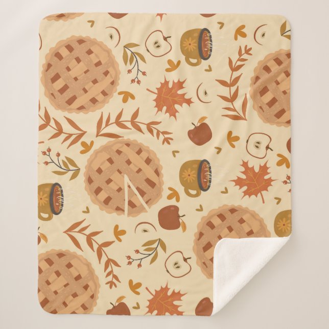 Apple Pie Herbst: Vintage Grafik Sherpadecke (Vorderseite)