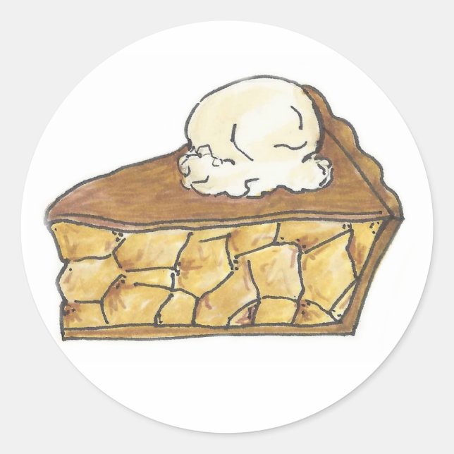 Apple Pie Slice a la Mode Ice Cream Dessert Pickni Runder Aufkleber (Vorderseite)