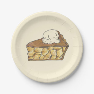 Apple Pie Slice Ice Creme Ein Dessertstück Pappteller