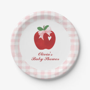 Apple Pink Schleife vornehme Coquette Baby Shower Pappteller