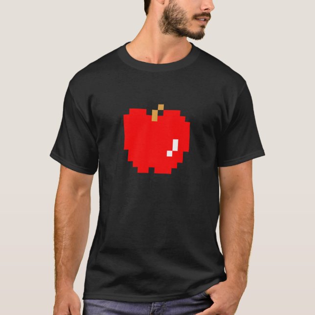 Apple Pixel 8 bit Arcade Video Game Matching Costu T-Shirt (Vorderseite)