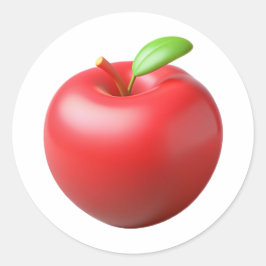 Apple Plastic 3D - Étiquette rond brillant