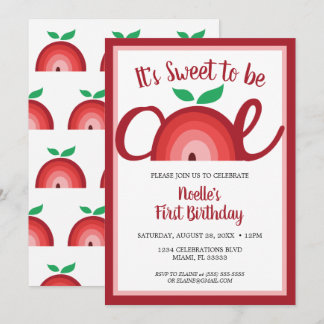 Apple Rainbow, Sweet to be One, 1. Geburtstag Einladung