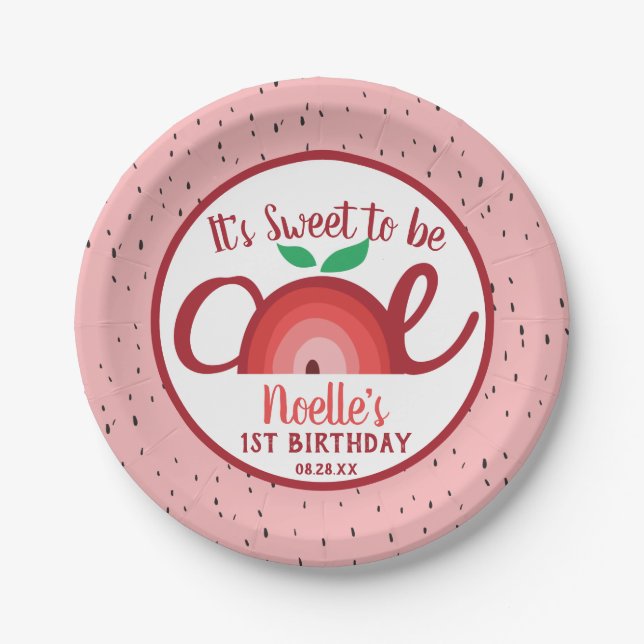 Apple Rainbow, Sweet to be One, 1st Birthday Paper Pappteller (Vorderseite)