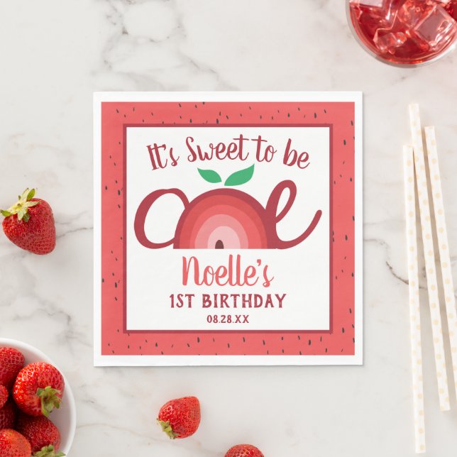 Apple Rainbow, Sweet to be One, 1st Birthday, Red Serviette (Beispiel)