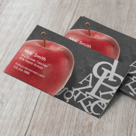 Apple & Random Alphabets Chalkboard School Teacher Visitenkarte