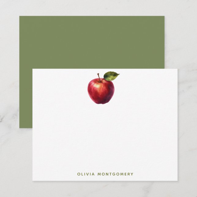 Apple Red and Green Teacher Personal Mitteilungskarte (Vorne/Hinten)
