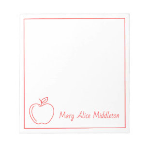 Apple Red and White Personalisiert Notizblock