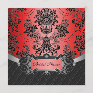 Apple Red & Black Damask Bridal Dusche Einladungen