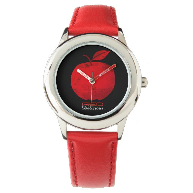 Apple Red Delicious Black Cool Armbanduhr (Vorderseite)