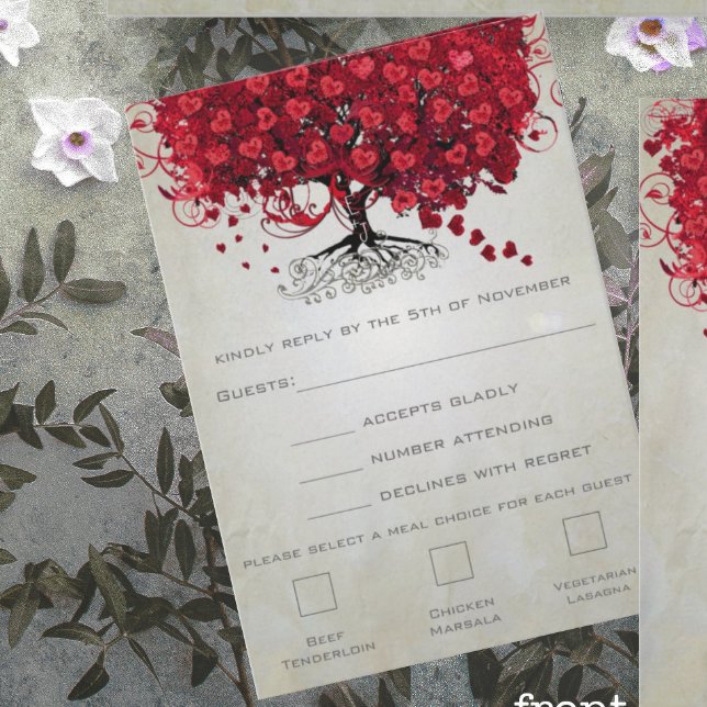 Apple Red Heart Leaf Wedding RSVP (Von Creator hochgeladen)