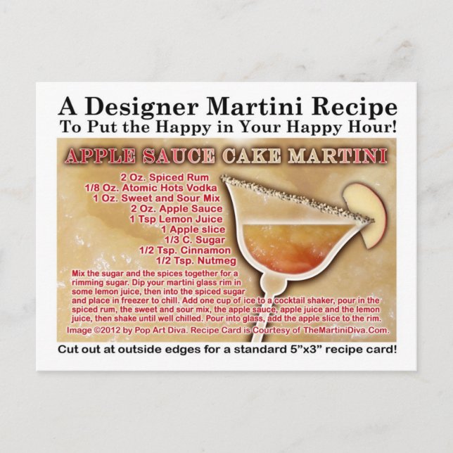Apple Sauce Cake Martini Rezept Postkarte (Vorderseite)