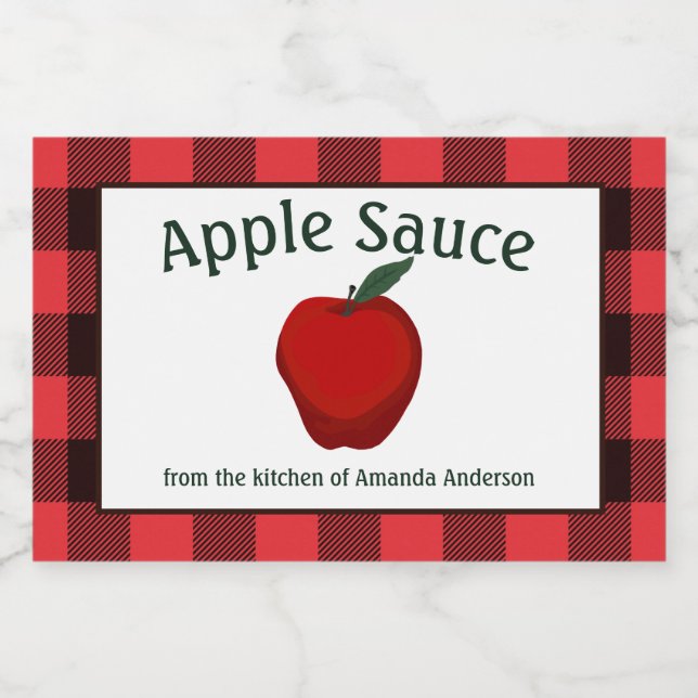 Apple Sauce Canning behält sich Kariertes H-Lebens Lebensmitteletikett (Einzelnes Label)