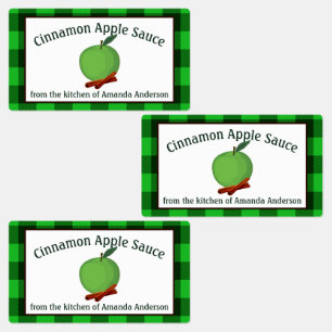 Apple Sauce Cinnamon behält G Kariert Food Label Etiketten