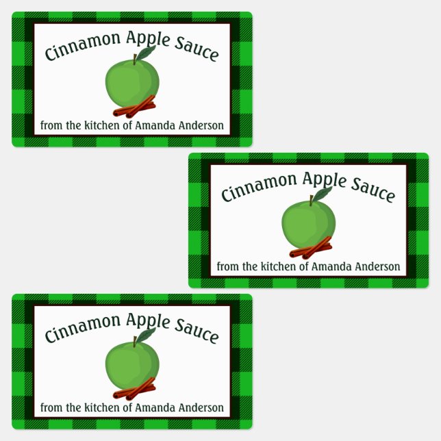Apple Sauce Cinnamon behält G Kariert Food Label Etiketten (Gruppe)