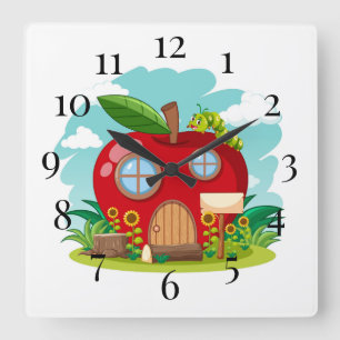 Apple School House Quadratische Wanduhr